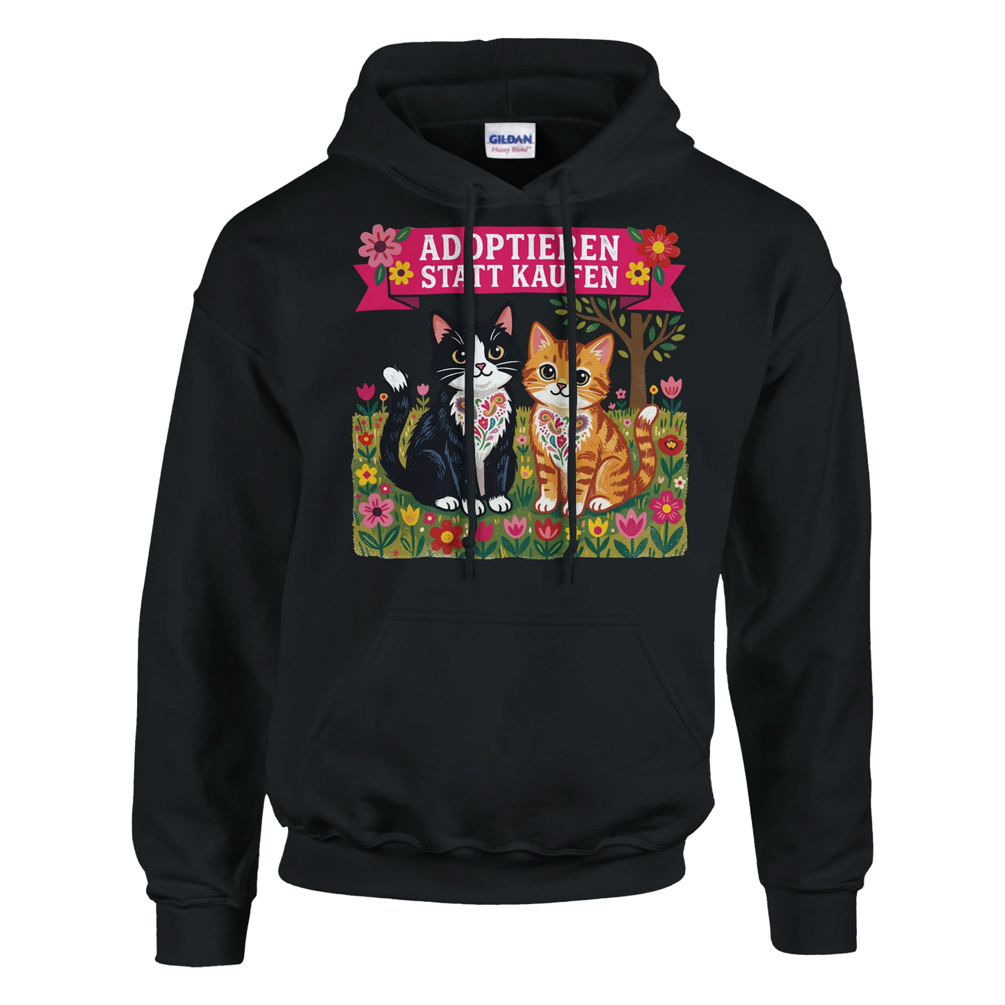 Hoodie - Adoptieren statt kaufen - Unisex - Katze Schwarz