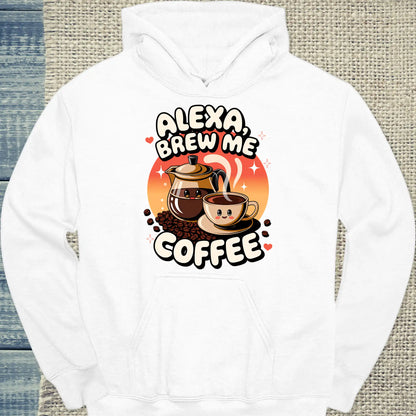 Hoodie - Alexa brew me coffee - Unisex - Kaffee Weiß