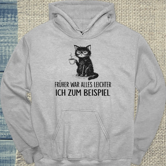 Hoodie - Alles Leichter - Unisex - Kaffee & Katze Grau