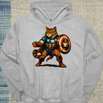 Hoodie - Americano Cat - Superpfoten - Unisex - Superpfoten Grau