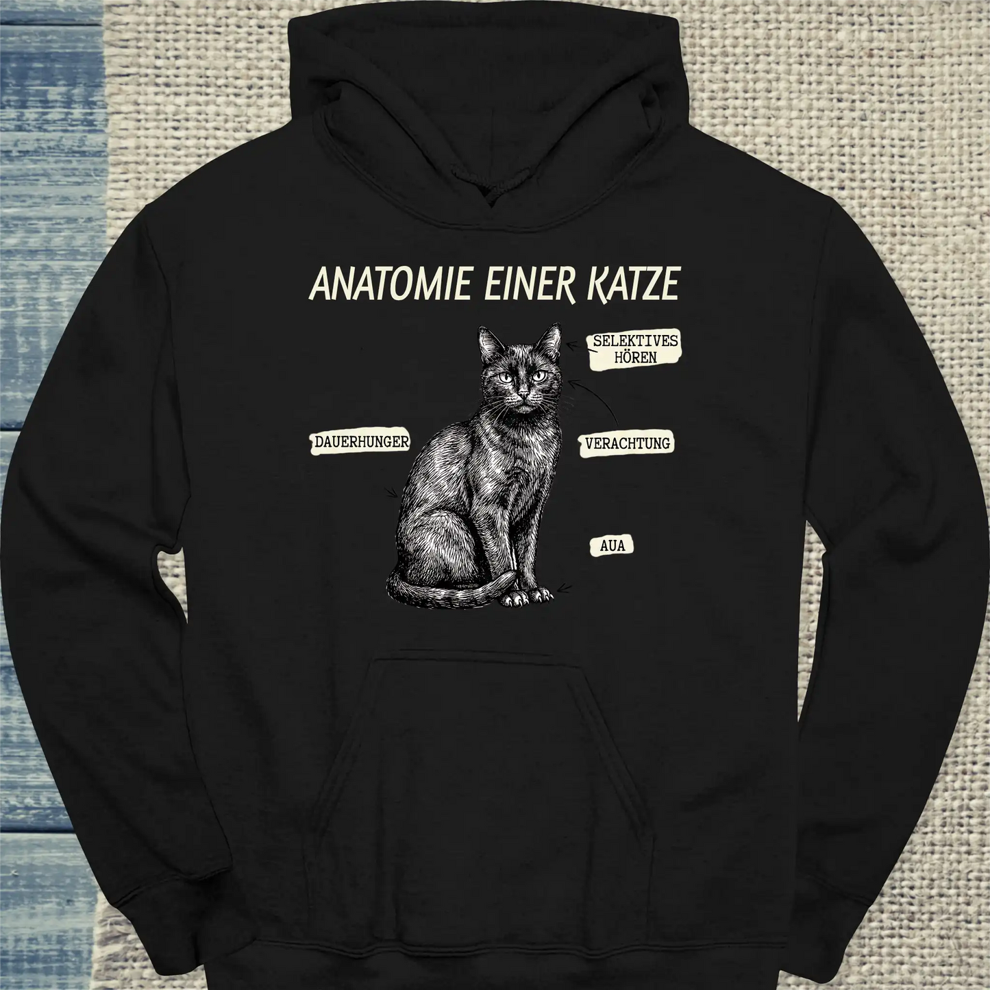 Hoodie - Anatomie einer Katze - Unisex - Katze Schwarz