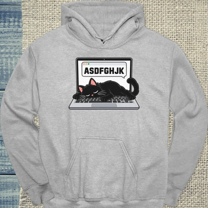 Hoodie - ASDFGHJK - Unisex - Katze Grau