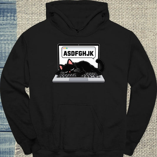 Hoodie - ASDFGHJK - Unisex - Katze Schwarz