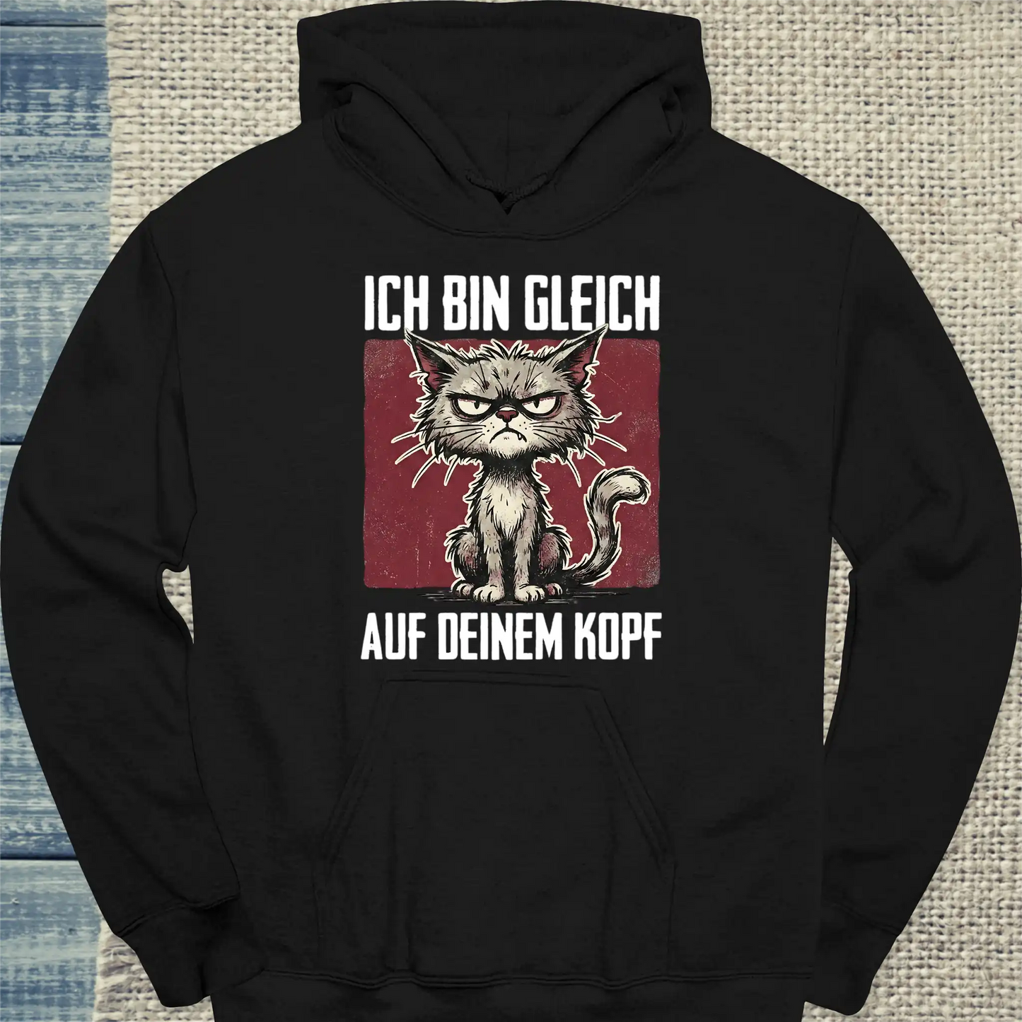 Hoodie - Auf deinem Kopf - Unisex - Katze Schwarz