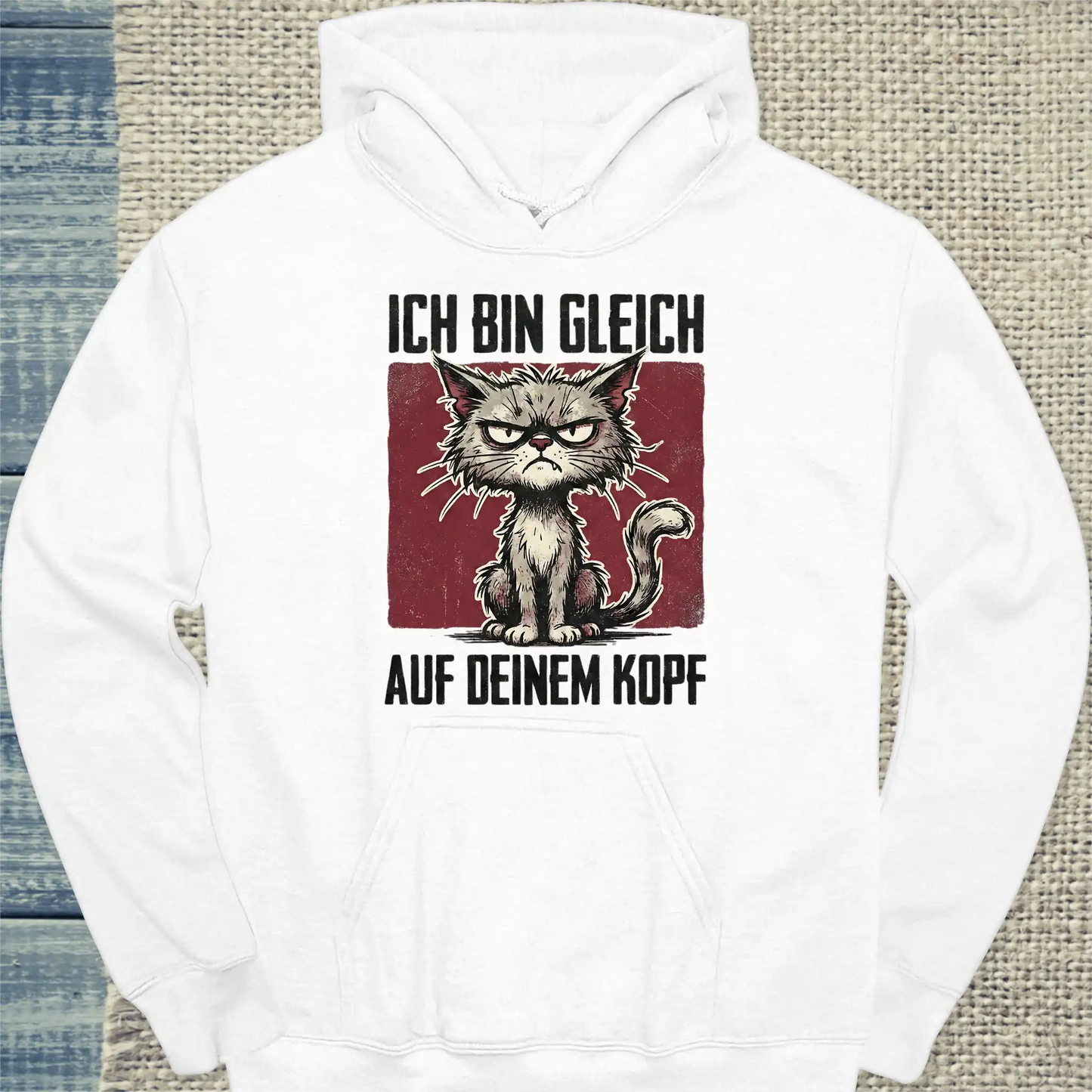 Hoodie - Auf deinem Kopf - Unisex - Katze Weiß