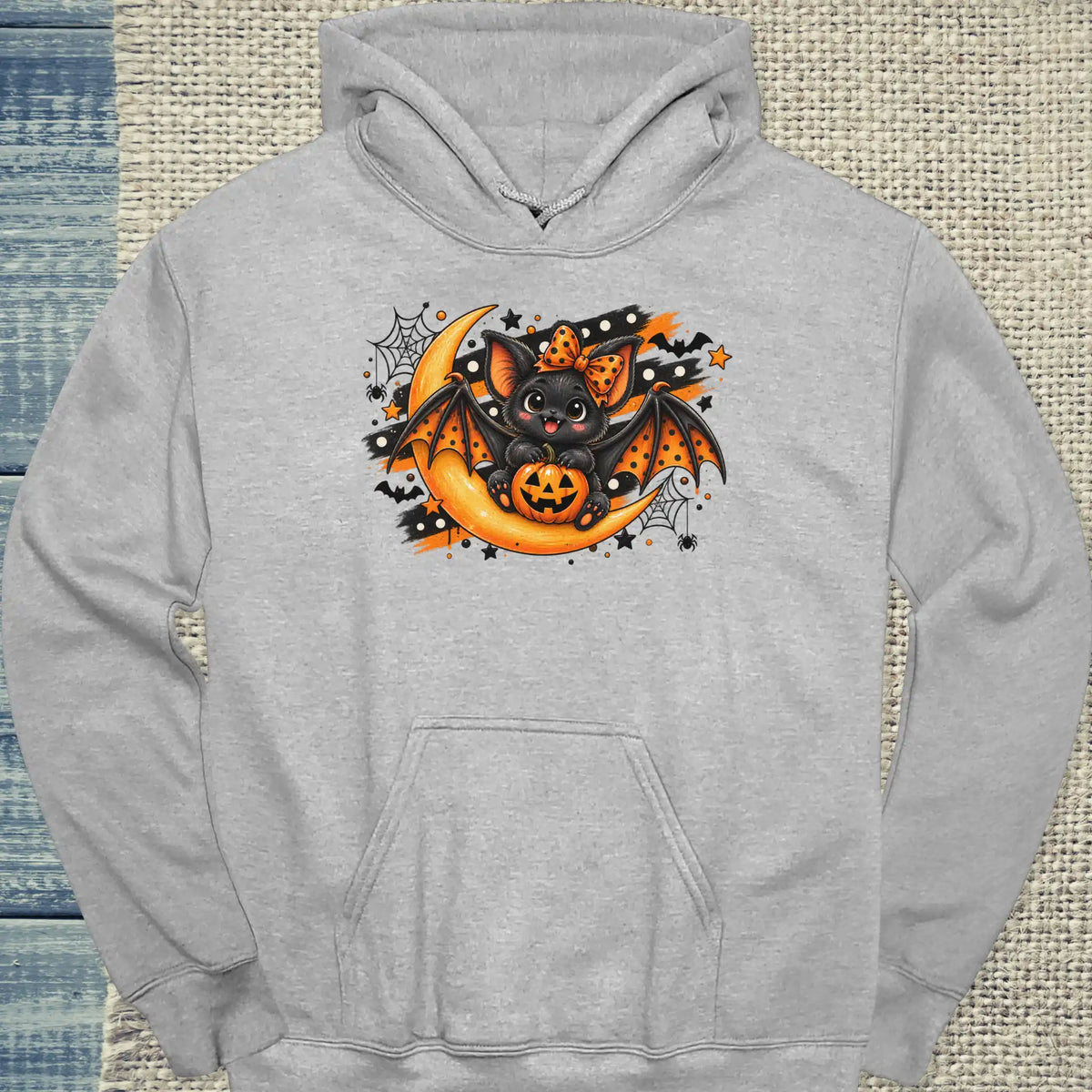 Hoodie - BatCat - Unisex - Katze Grau