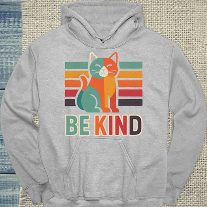 Hoodie - Be Kind - Katze - Unisex - Katze Grau
