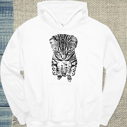 Hoodie - Bengal Black and White - Unisex - Katze Weiß