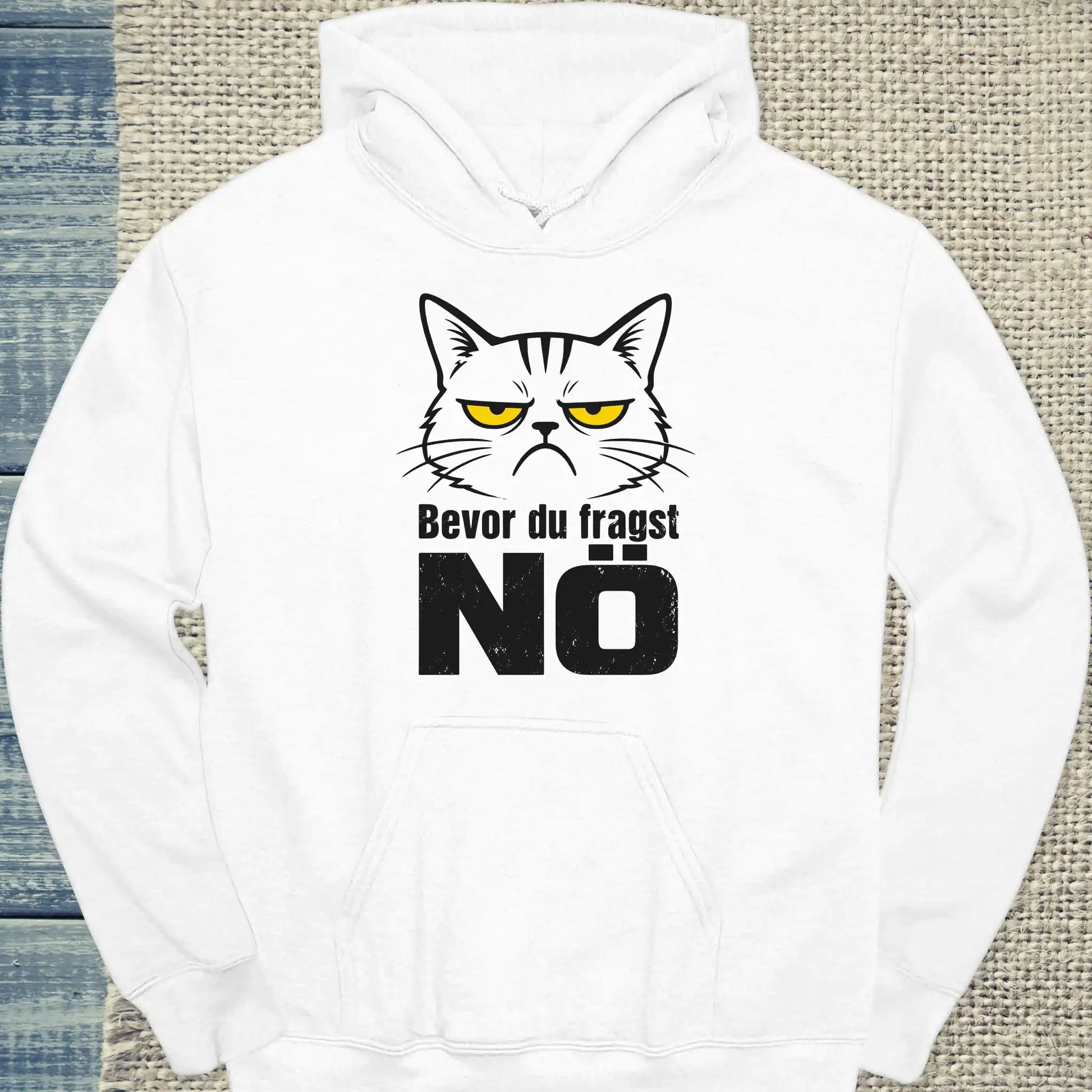 Hoodie - Bevor du fragst, NÖ - Unisex - Katze Weiß