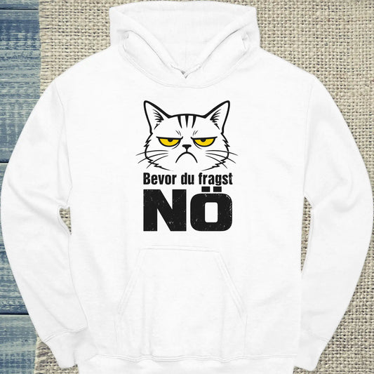 Hoodie - Bevor du fragst, NÖ - Unisex - Katze Weiß