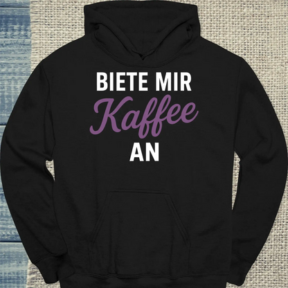 Hoodie - Biete mir Kaffee an - Unisex - Kaffee Schwarz