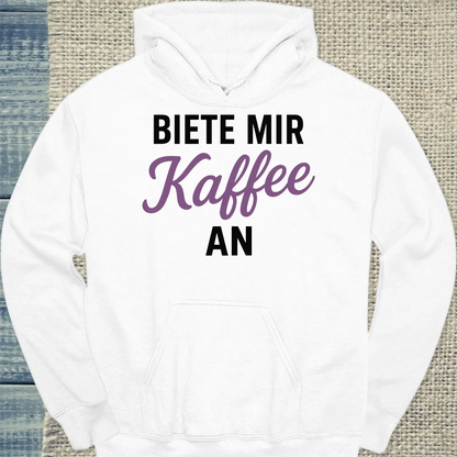 Hoodie - Biete mir Kaffee an - Unisex - Kaffee Weiß