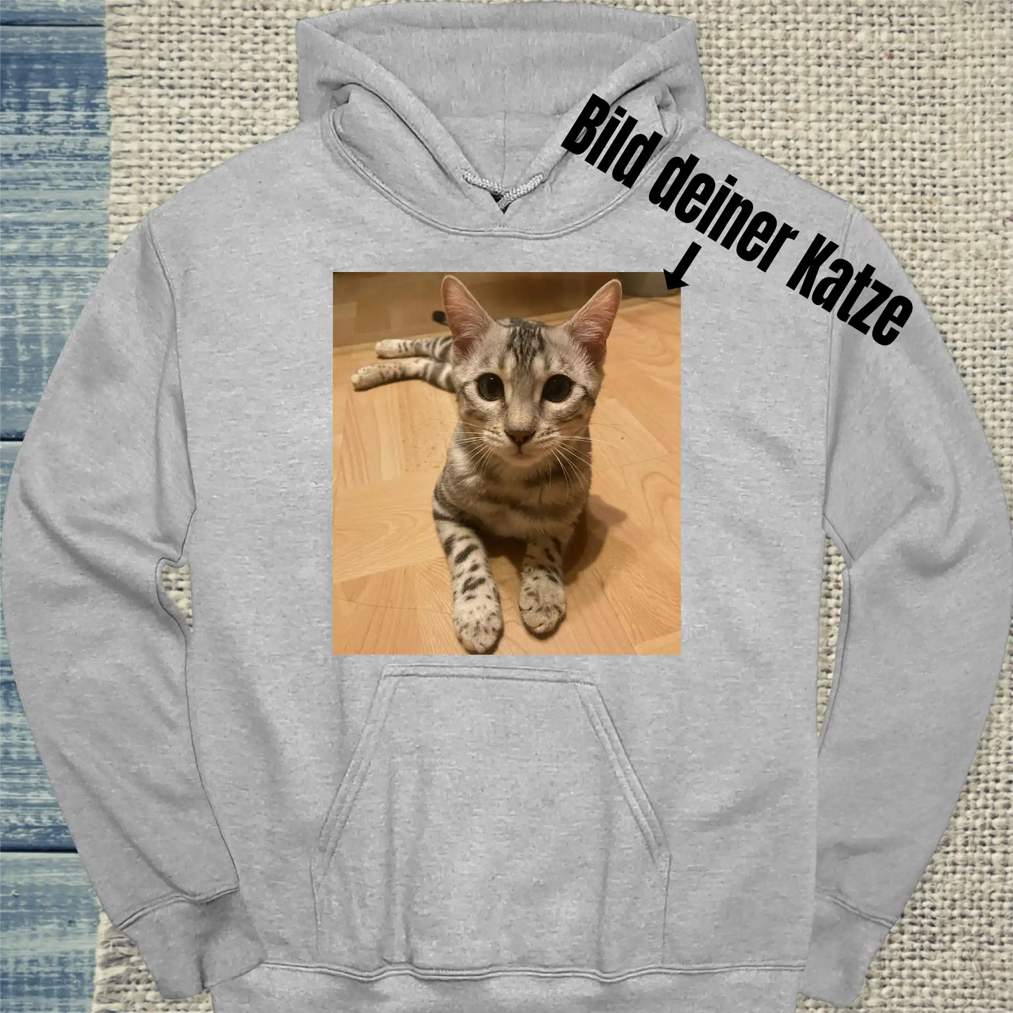 Hoodie - Bild deiner Katze - Unisex - Katze, Personalisiert Grau