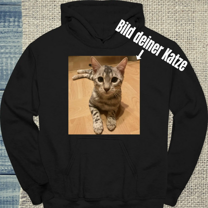 Hoodie - Bild deiner Katze - Unisex - Katze, Personalisiert Schwarz