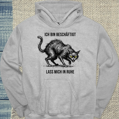 Hoodie - Bin beschäftigt - Unisex - Katze Grau