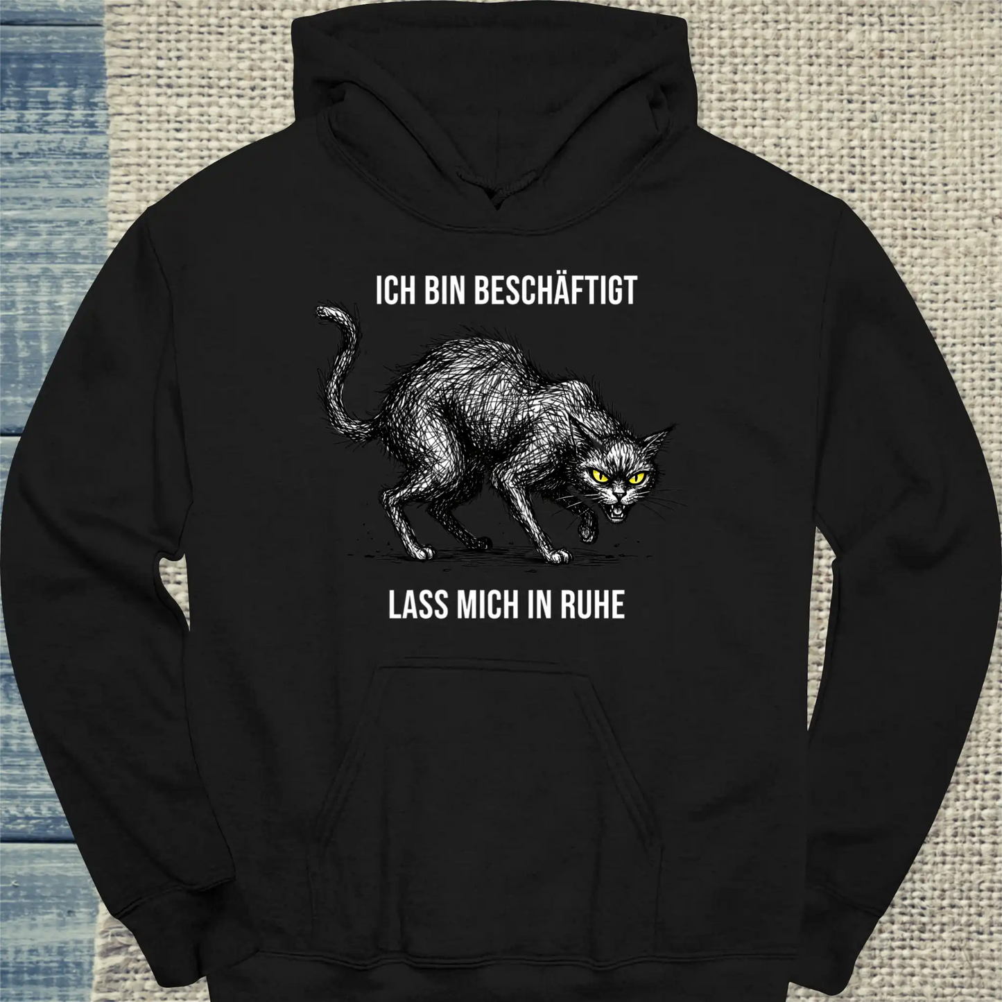 Hoodie - Bin beschäftigt - Unisex - Katze Schwarz