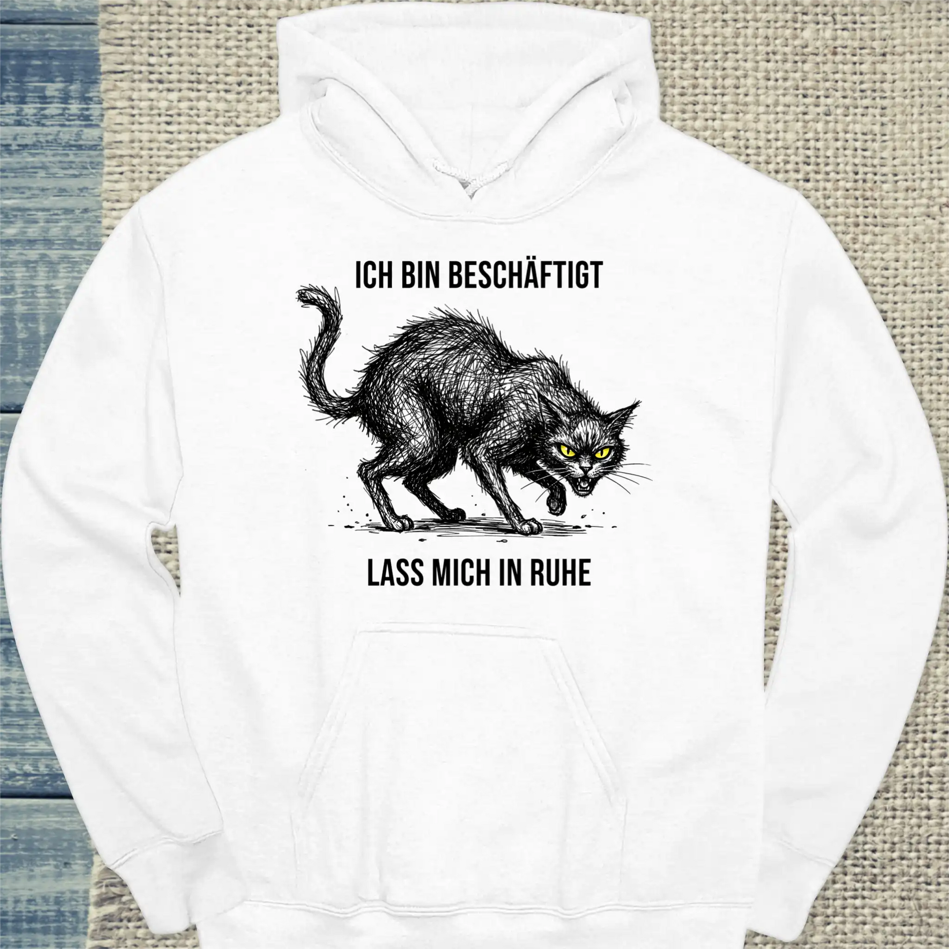 Hoodie - Bin beschäftigt - Unisex - Katze Weiß