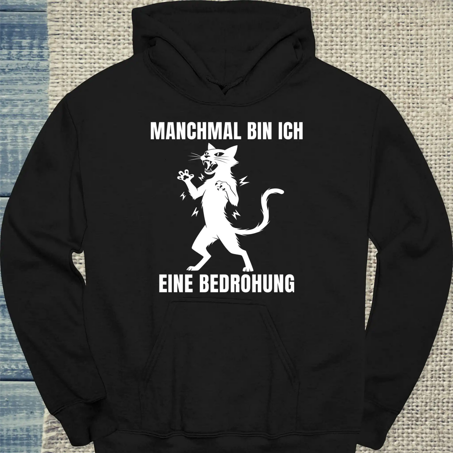 Hoodie - Bin eine Bedrohung - Unisex - Katze Schwarz