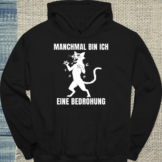 Hoodie - Bin eine Bedrohung - Unisex - Katze Schwarz