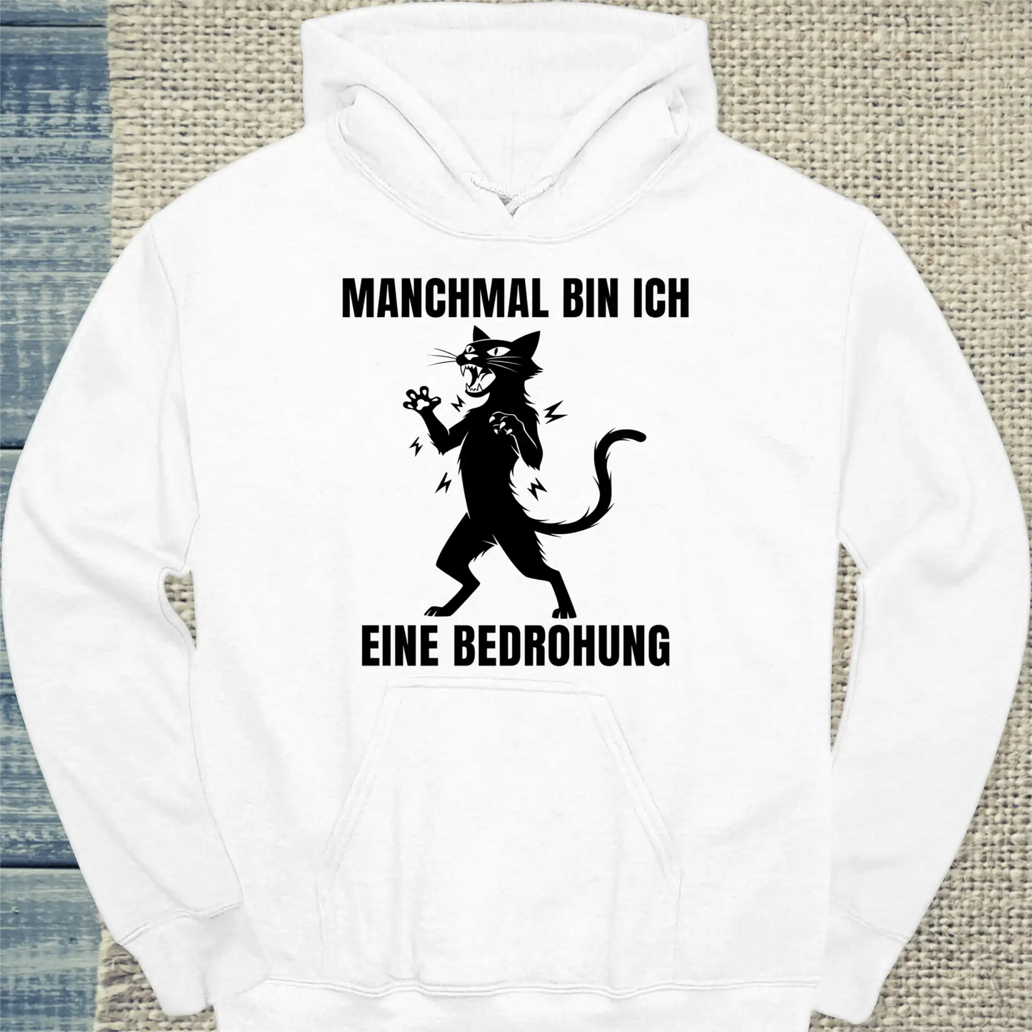 Hoodie - Bin eine Bedrohung - Unisex - Katze Weiß