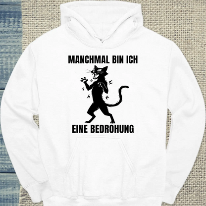 Hoodie - Bin eine Bedrohung - Unisex - Katze Weiß
