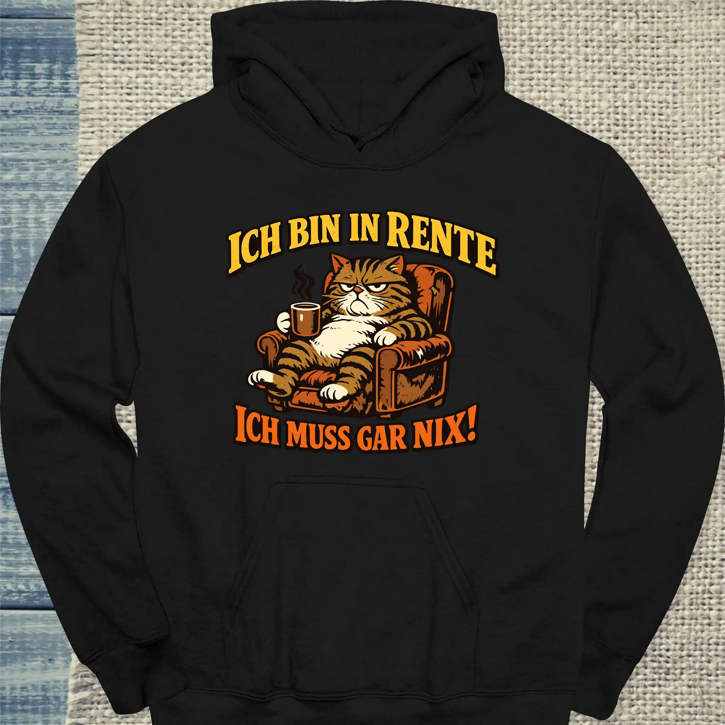 Hoodie - Bin in Rente - Unisex - Katze Schwarz