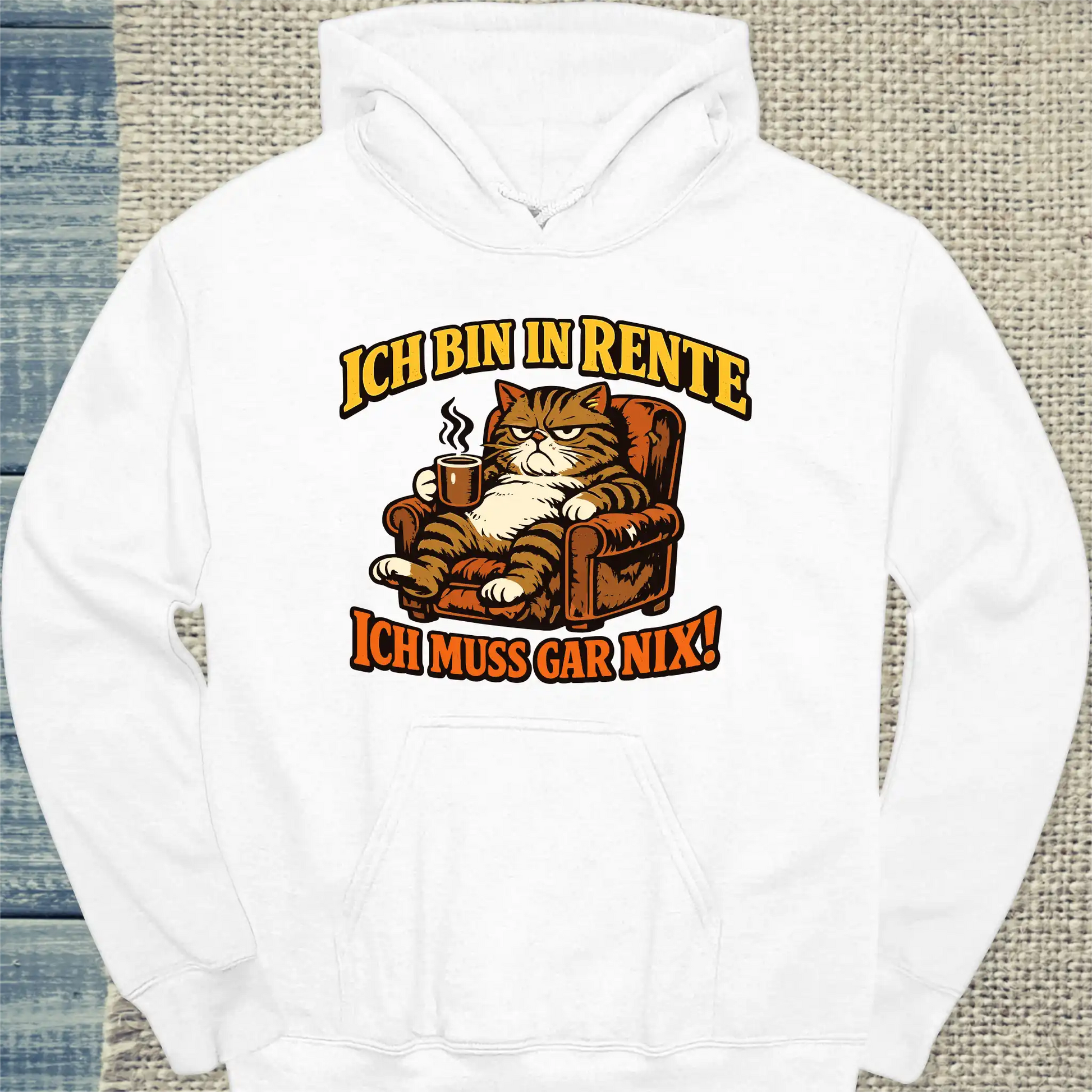 Hoodie - Bin in Rente - Unisex - Katze Weiß