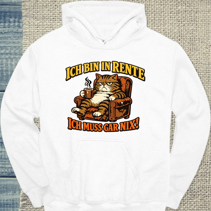 Hoodie - Bin in Rente - Unisex - Katze Weiß