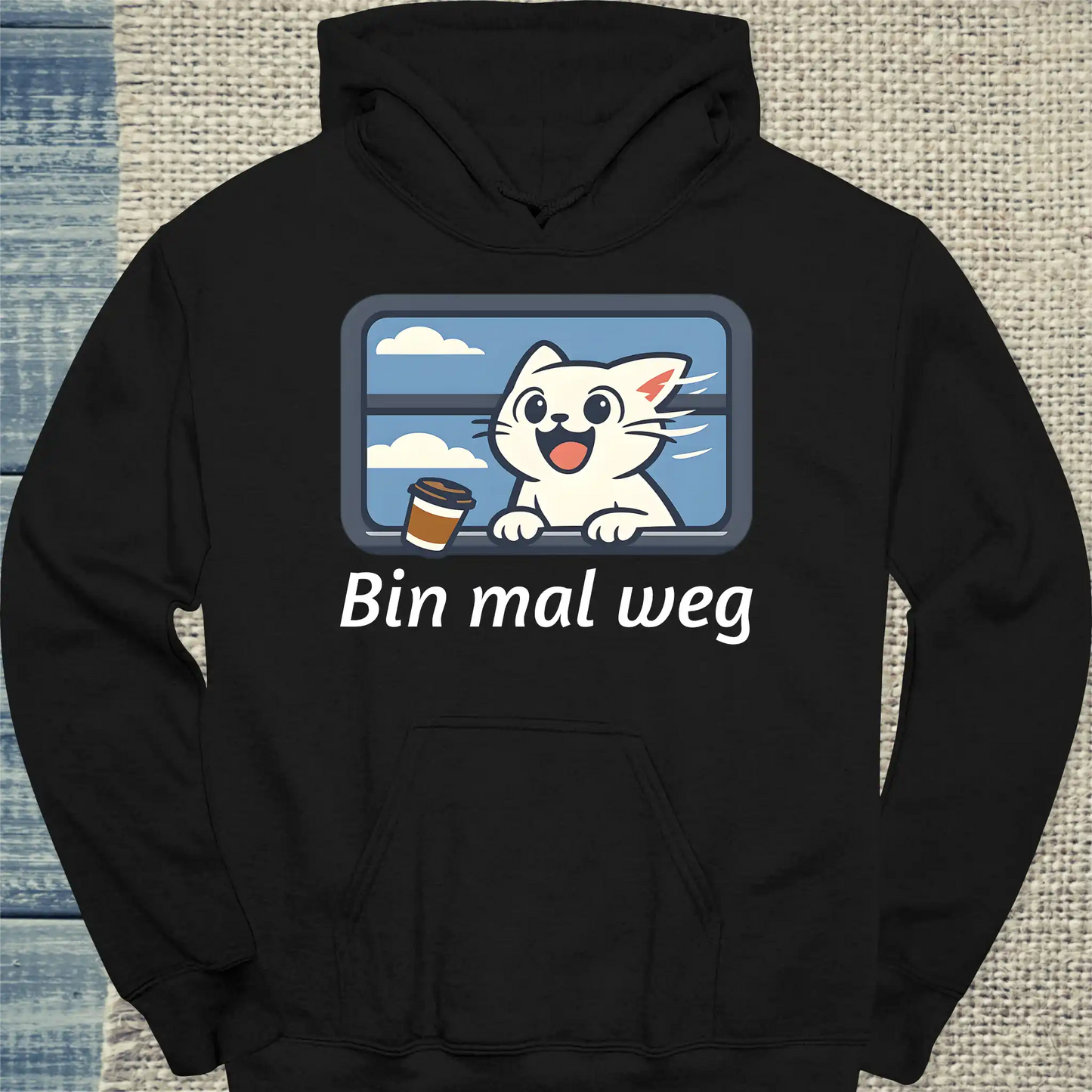 Hoodie - Bin mal weg - Unisex - Katze, Sommer Schwarz