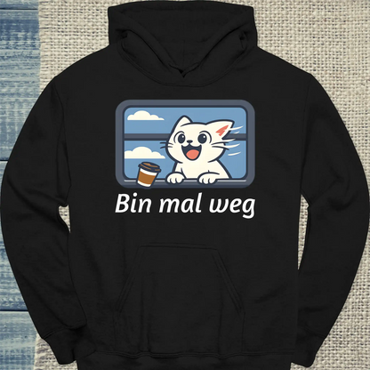Hoodie - Bin mal weg - Unisex - Katze, Sommer Schwarz