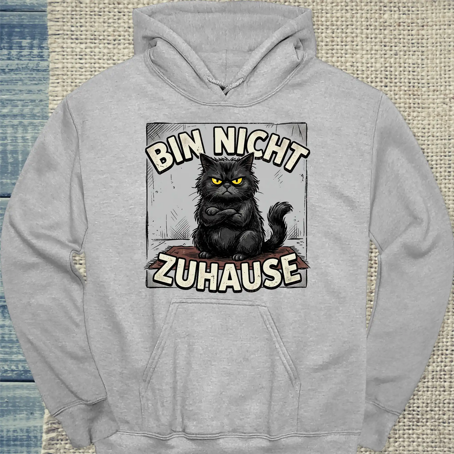 Hoodie - Bin nicht zuhause - Unisex - Katze Grau
