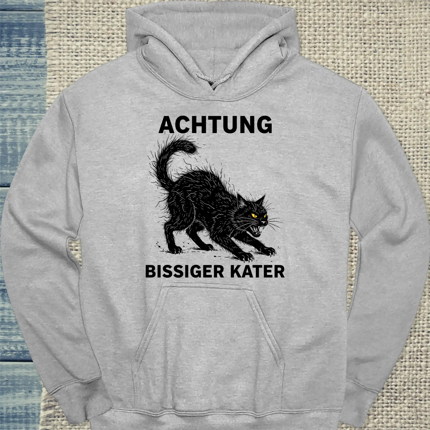 Hoodie - Bissiger Kater - Unisex - Katze Grau