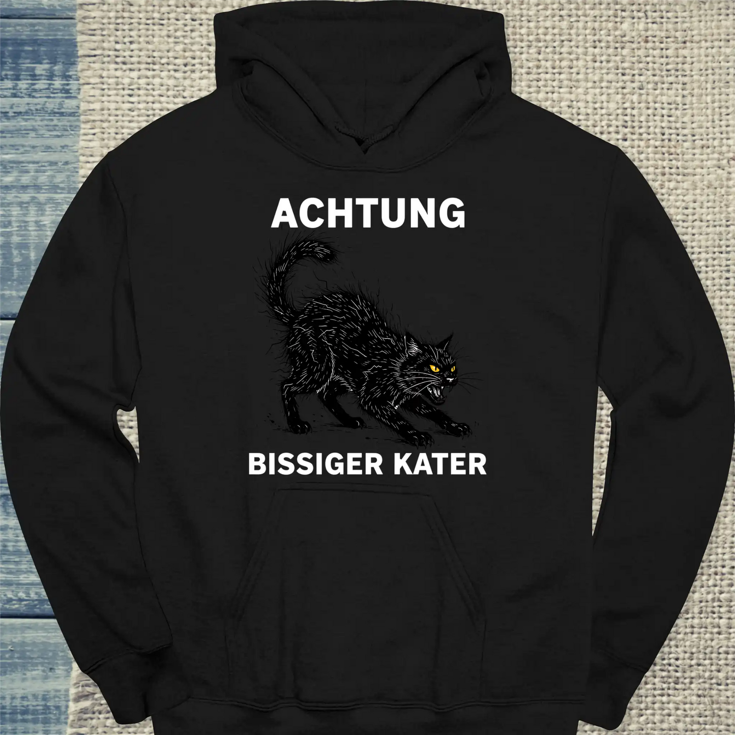 Hoodie - Bissiger Kater - Unisex - Katze Schwarz