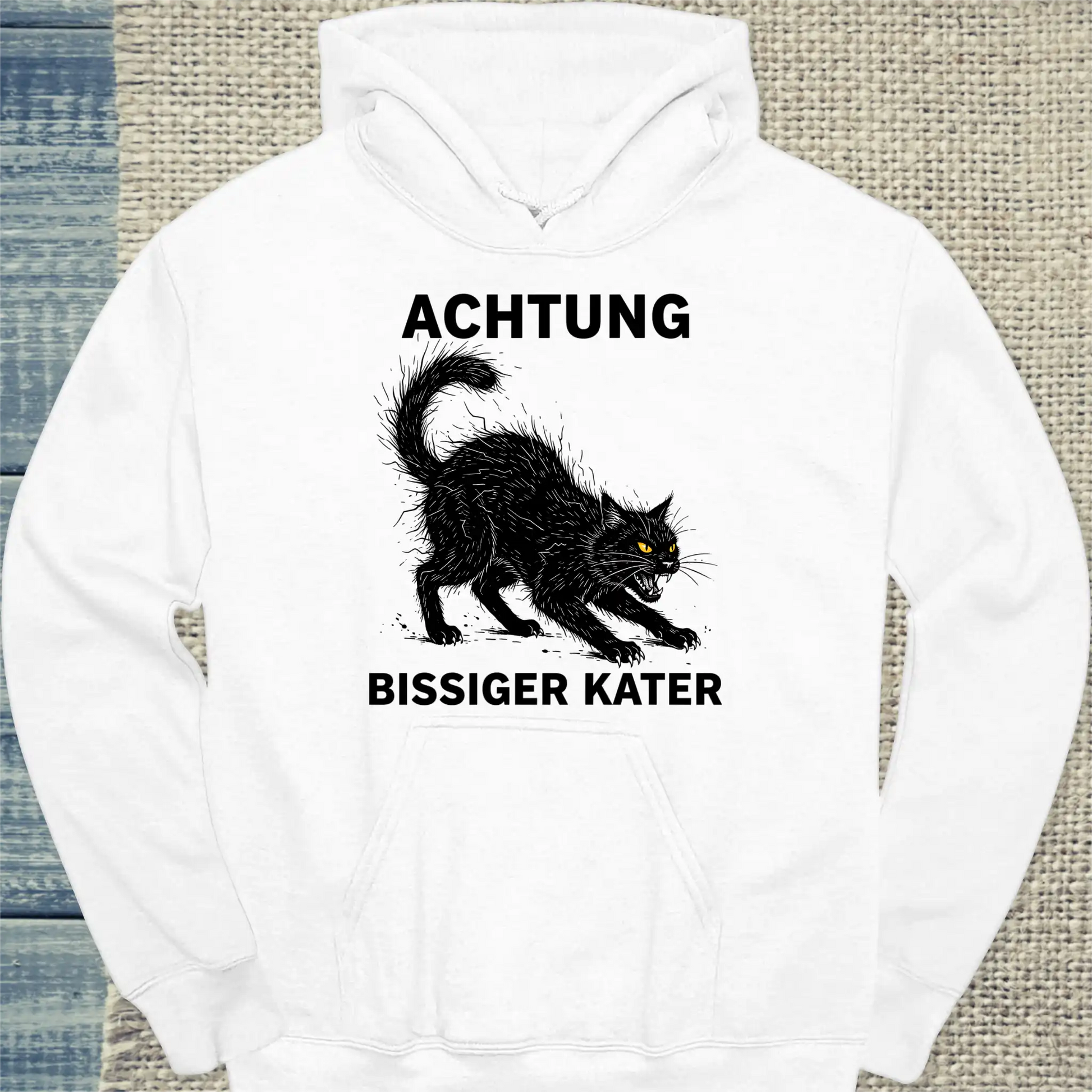 Hoodie - Bissiger Kater - Unisex - Katze Weiß