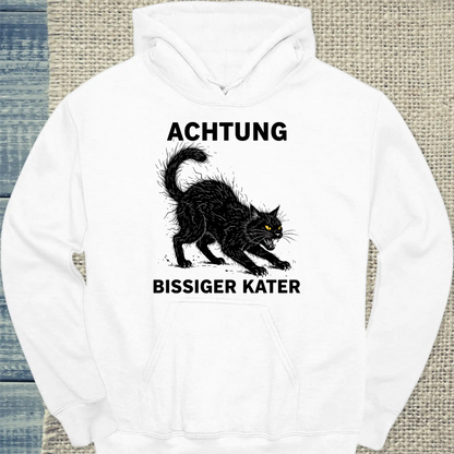 Hoodie - Bissiger Kater - Unisex - Katze Weiß