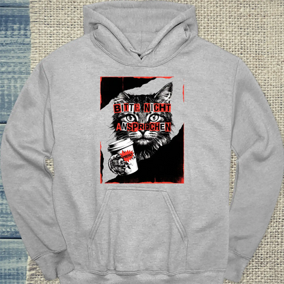 Hoodie - Bitte nicht ansprechen - Unisex - Katze & Kaffee Grau