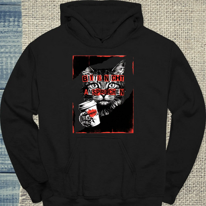 Hoodie - Bitte nicht ansprechen - Unisex - Katze & Kaffee Schwarz