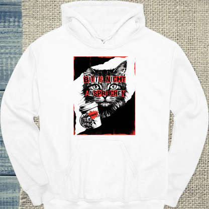 Hoodie - Bitte nicht ansprechen - Unisex - Katze & Kaffee Weiß