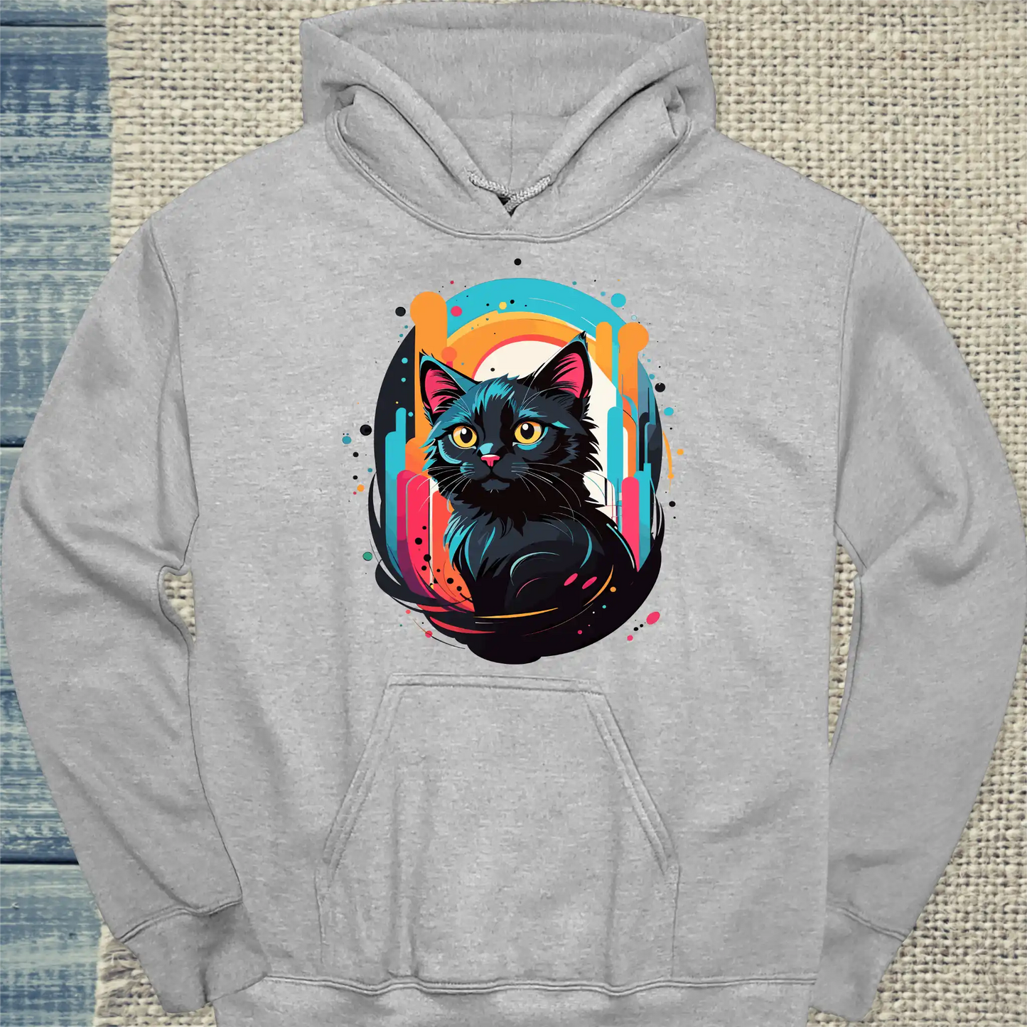 Hoodie - Black Cat Colors - Unisex - Katze Grau