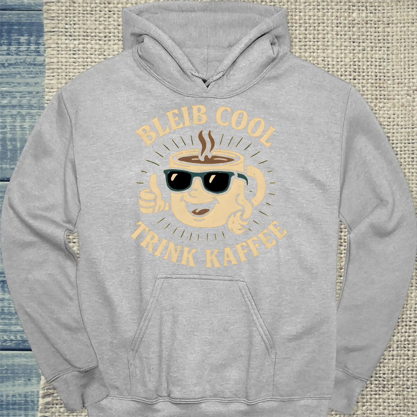 Hoodie - Bleib cool und trink Kaffee - Unisex - Kaffee Grau