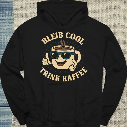 Hoodie - Bleib cool und trink Kaffee - Unisex - Kaffee Schwarz