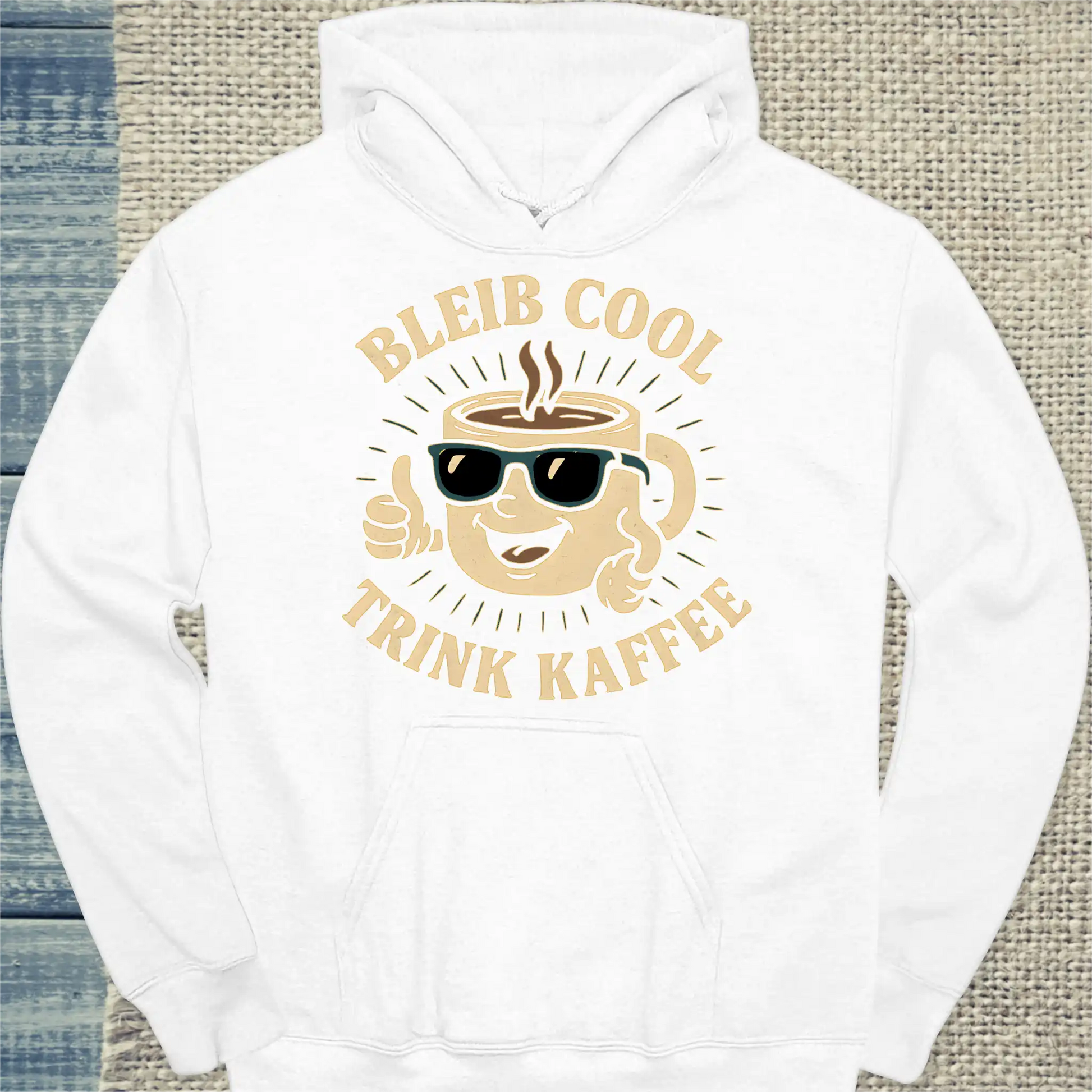 Hoodie - Bleib cool und trink Kaffee - Unisex - Kaffee Weiß