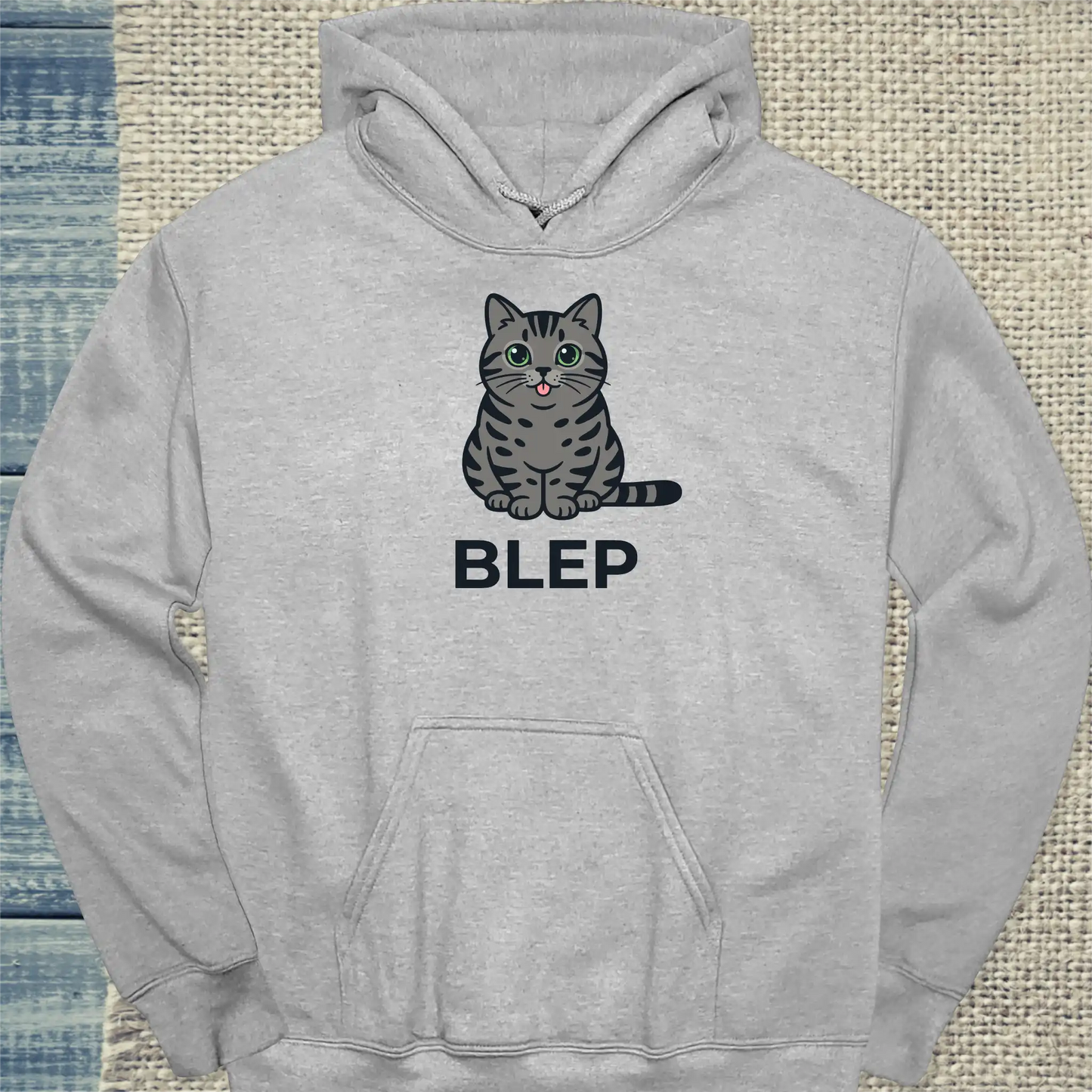 Hoodie - Blep - Unisex - Katze Grau