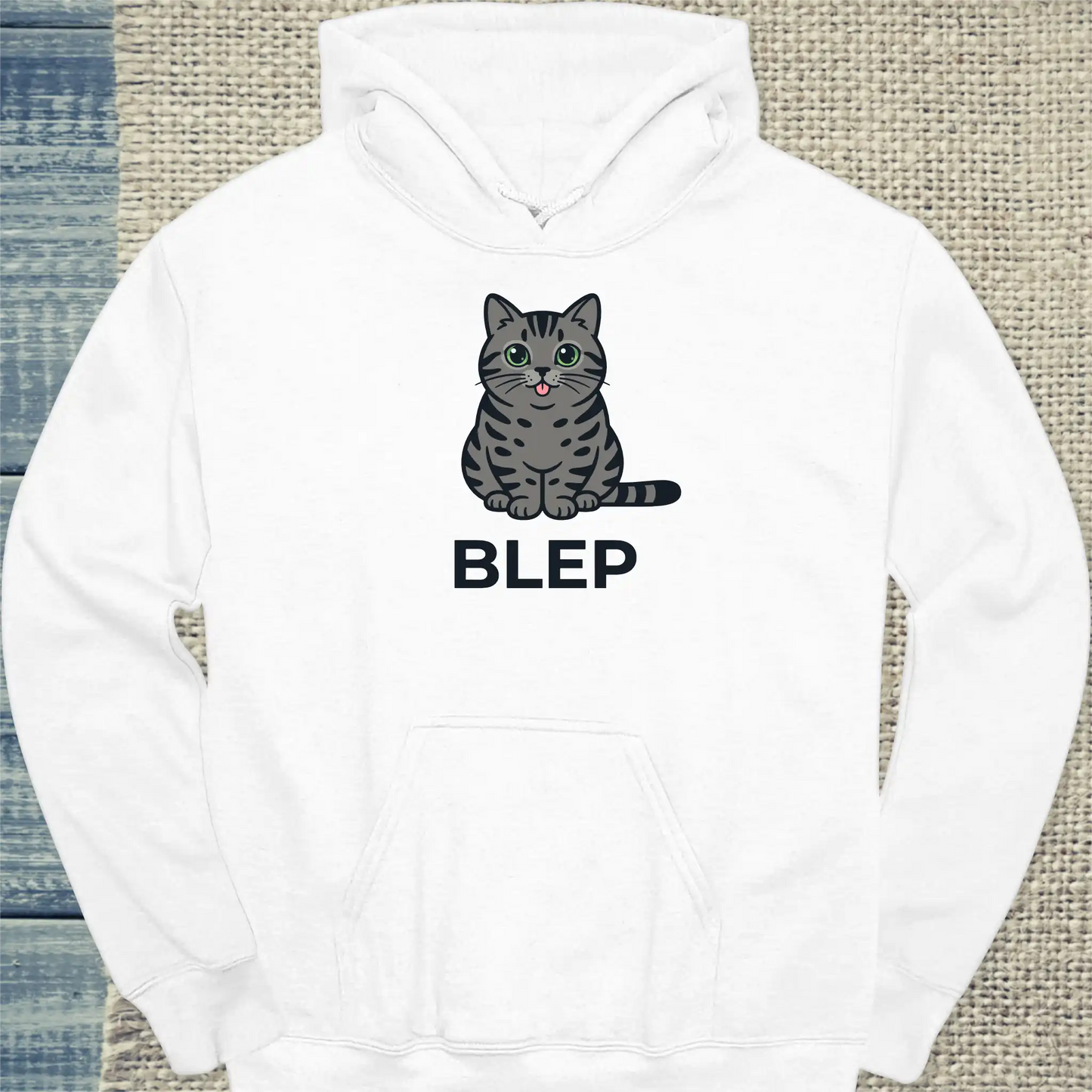 Hoodie - Blep - Unisex - Katze Weiß