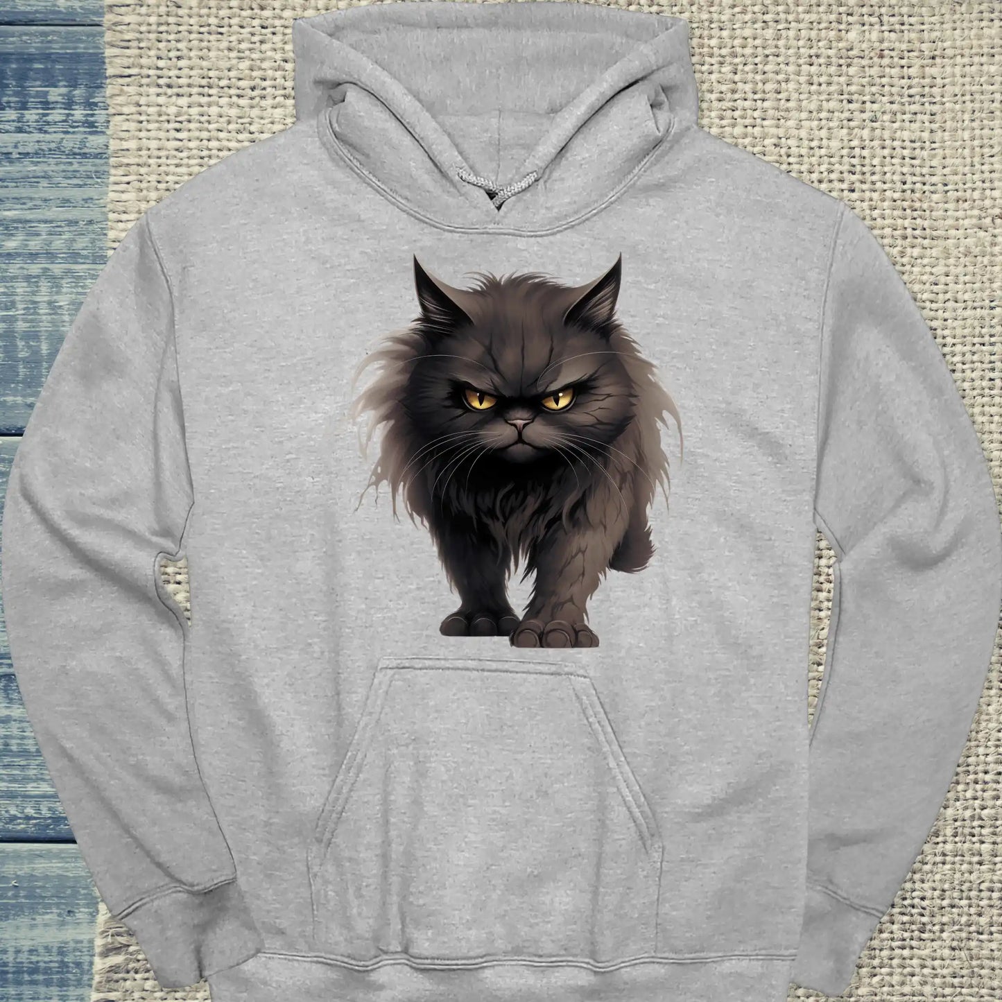 Hoodie - Böse Katze - Unisex - Katze, Black Edition Grau