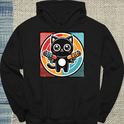 Hoodie - Böse Katze – Retro Grafik - Unisex - Katze Schwarz