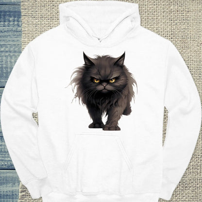 Hoodie - Böse Katze - Unisex - Katze, Black Edition Weiß