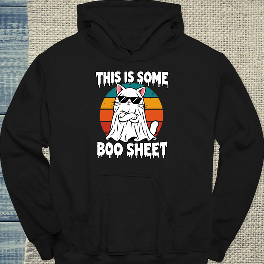 Hoodie - Boo Sheet - Unisex - Katze, Halloween Schwarz