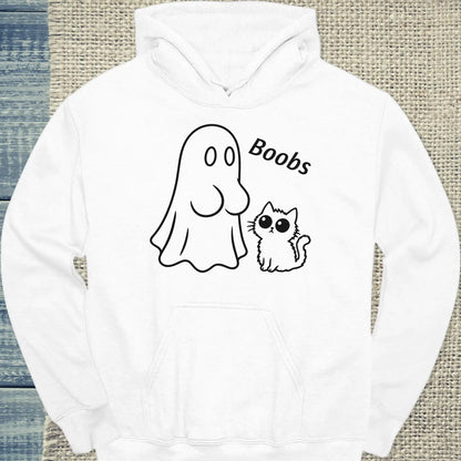 Hoodie - Boobs - Unisex - Katze, Halloween Weiß