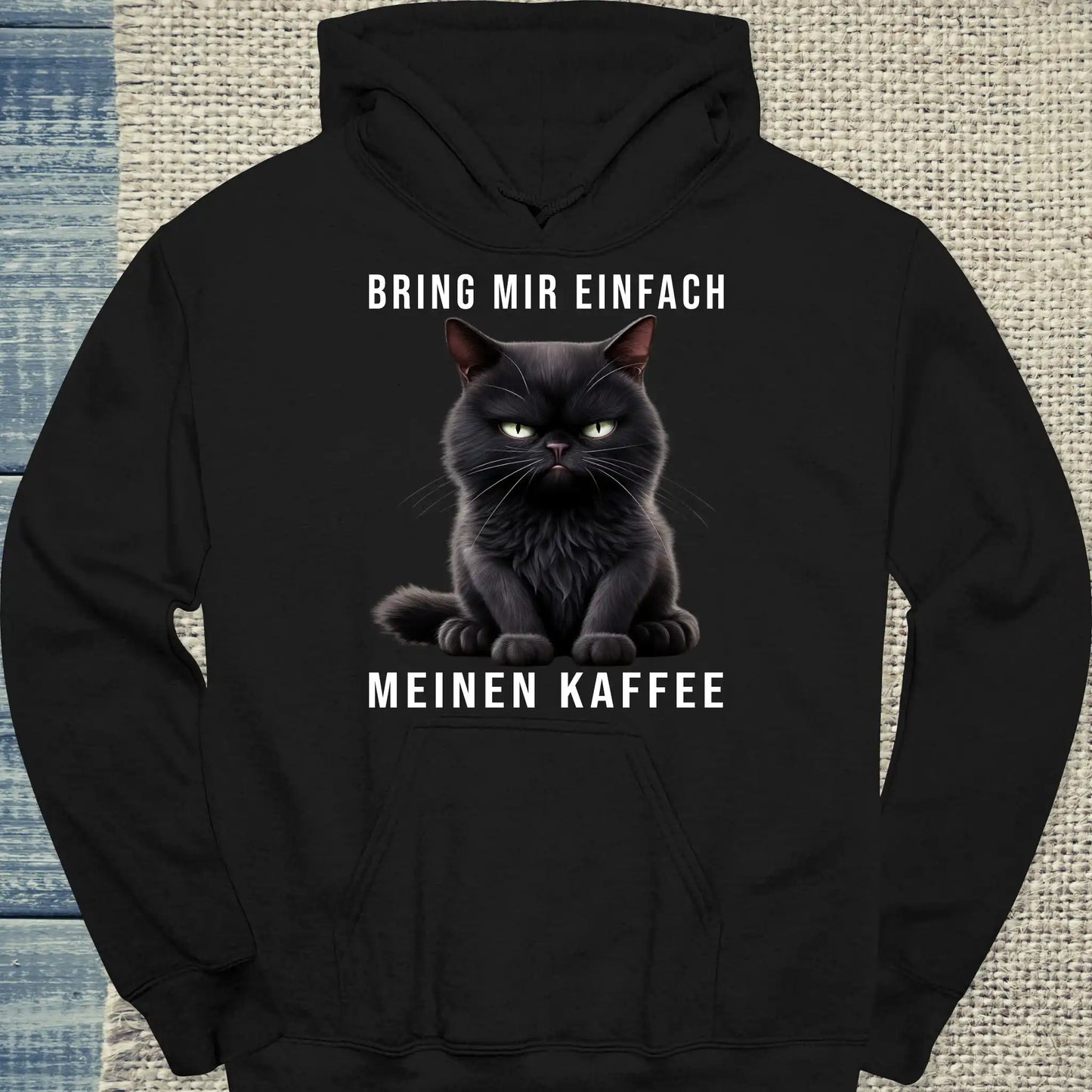 Hoodie - Bring mir einfach meinen Kaffee - Unisex - Katze & Kaffee Schwarz